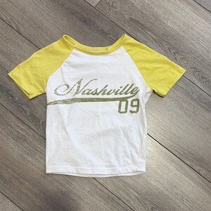 Bluenotes Yellow and White Crop Top with Nashville Print XS130